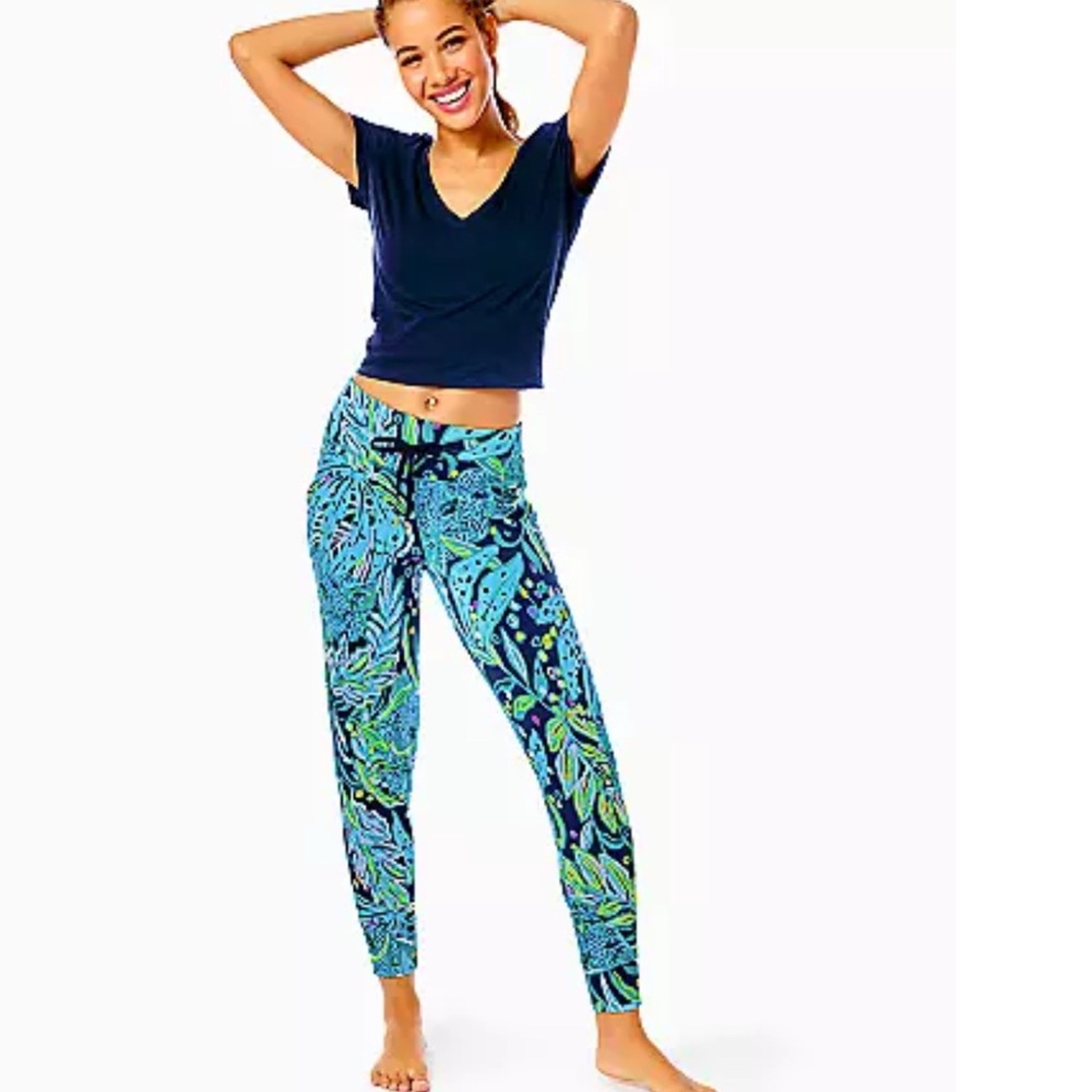 Lilly Pulitzer Blue and Green Patterned Joggers